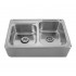 WHI-WHNAP3322 Noah's Collection Brushed Stainless Steel double bowl drop-in sink with a seamless customized front apron