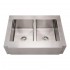 WHI-WHNCMAP3621EQ Noah's Collection Brushed Stainless Steel commercial single bowl sink with a decorative notched front apron