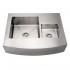 WHI-WHNCMDAP3629 Noah's Collection Brushed Stainless Steel commercial double bowl sink with an arched front apron