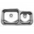 WHI-WHNDBU3318 Noah's Collection Brushed Stainless Steel double bowl undermount sink
