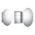 WHI-WHOLI Oval double faced mirrored door medicine cabinet with two adjustable glass shelves and mirror faced back wall.