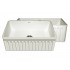 WHI-WHFLQ3018-BISCUIT Quatro Alcove reversible fireclay sink with a fluted front apron and a decorative 2 1/2" lip on one side and a fluted front apron on the opposite side