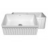 WHI-WHFLQ3018-WHITE Quatro Alcove reversible fireclay sink with a fluted front apron and a decorative 2 1/2" lip on one side and a fluted front apron on the opposite side