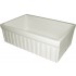 WHI-WHQ330-BISCUIT Quatro Alcove reversible fireclay sink with fluted front apron and decorative 2 1/2" lip one side and  2" lip on other