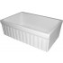 WHI-WHQ330-WHITE Quatro Alcove reversible fireclay sink with fluted front apron and decorative 2 1/2" lip one side and  2" lip on other