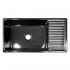 WHI-WHQD540-BLACK Large Quatro Alcove reversible fireclay sink with integral drain board and decorative 2 1/2" lip on both sides