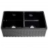 WHI-WHQDB332-BLACK Quatro Alcove reversible double bowl fireclay sink with fluted front apron and 2" lip one side and 2 1/2" on other