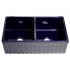 WHI-WHQDB332-BLUE Quatro Alcove reversible double bowl fireclay sink with fluted front apron and 2" lip one side and 2 1/2" on other