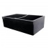 WHI-WHQDB532-BLACK Quatro Alcove reversible double bowl fireclay sink with 2" lip on one side and 2 1/2" lip on other