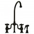 WHI-WHTTSCR3-9773SPR-ORB Twisthaus bridge faucet with long gooseneck swivel spout, cross handles and solid brass side spray