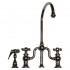 WHI-WHTTSCR3-9773SPR-C Twisthaus bridge faucet with long gooseneck swivel spout, cross handles and solid brass side spray