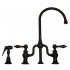 WHI-WHTTSLV3-9773SPR-MB Twisthaus bridge faucet with long gooseneck swivel spout, lever handles and solid brass side spray