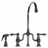 WHI-WHTTSLV3-9773SPR-C Twisthaus bridge faucet with long gooseneck swivel spout, lever handles and solid brass side spray