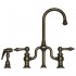 WHI-WHTTSLV3-9774SPR-P Twisthaus entertainment/prep bridge faucet with short gooseneck swivel spout, lever handles and solid brass side spray