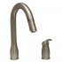 WHI-WHUS492-BN Metrohaus two hole faucet with independent single lever mixer, gooseneck swivel spout and pull-down spray head